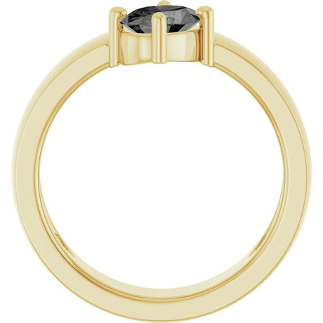 14K Yellow Gold Natural Gray Spinel Asymmetric Solitaire Ring