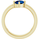 14K Yellow Lab-Grown Blue Sapphire Asymmetric Solitaire Ring