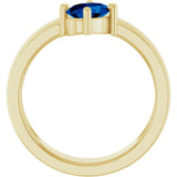 14K Yellow Gold Lab-Grown Blue Sapphire Asymmetric Solitaire Ring