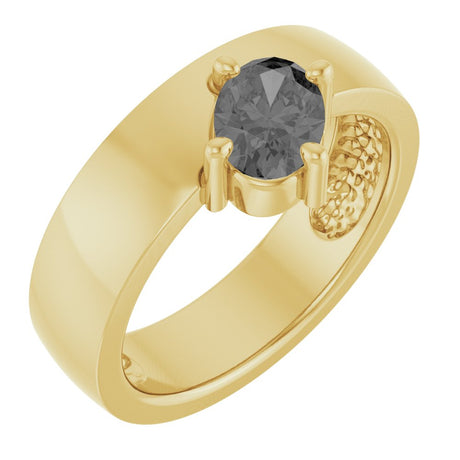 14K Yellow Gold Natural Gray Spinel Asymmetric Solitaire Ring