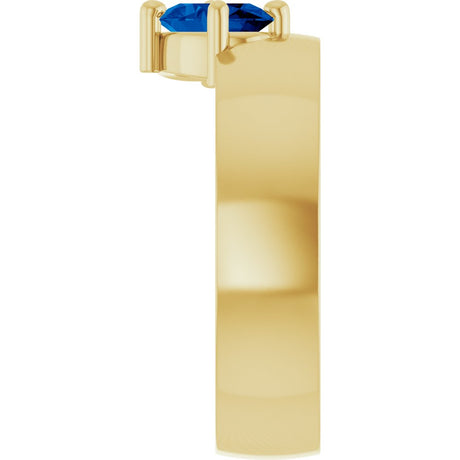 14K Yellow Gold Lab-Grown Blue Sapphire Asymmetric Solitaire Ring