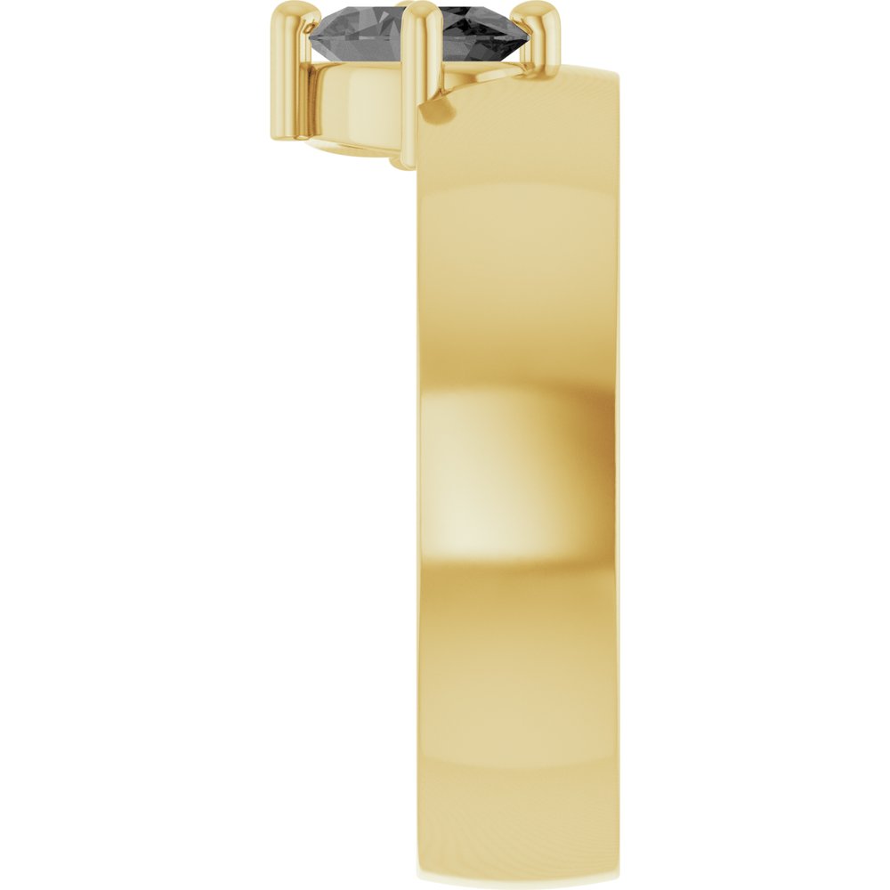 14K Yellow Natural Gray Spinel Asymmetric Solitaire Ring