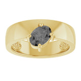 14K Yellow Natural Gray Spinel Asymmetric Solitaire Ring