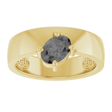 14K Yellow Gold Natural Gray Spinel Asymmetric Solitaire Ring