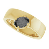 14K Yellow Natural Gray Spinel Asymmetric Solitaire Ring