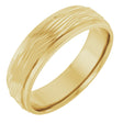 18K Yellow Gold 6 mm Stepped-Edge Textured Comfort-Fit Flat Band Size 8.5