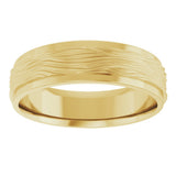 14K Yellow Gold 6 mm Stepped-Edge Textured Comfort-Fit Flat Band Size 6.5