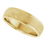 18K Yellow Gold 6 mm Stepped-Edge Textured Comfort-Fit Flat Band Size 8.5