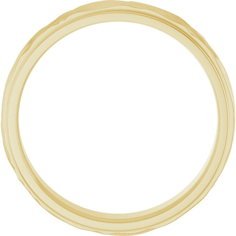 14K Yellow Gold 6 mm Stepped-Edge Textured Comfort-Fit Flat Band Size 6.5