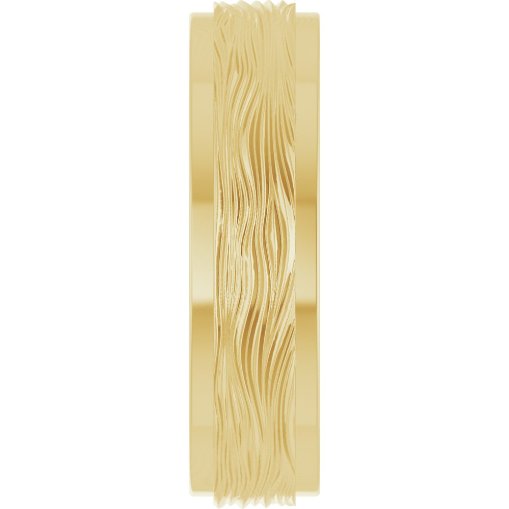 14K Yellow Gold 6 mm Stepped-Edge Textured Comfort-Fit Flat Band Size 6.5