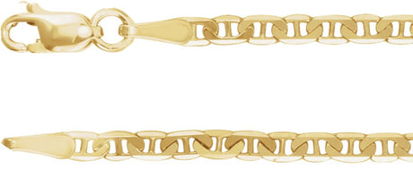 14K Yellow Gold 2.25 mm Curbed Anchor 24" Chain
