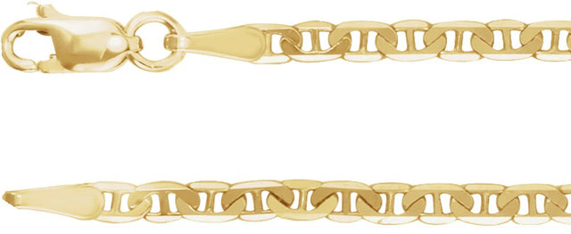 14K Yellow Gold 2.25 mm Curbed Anchor 24" Chain