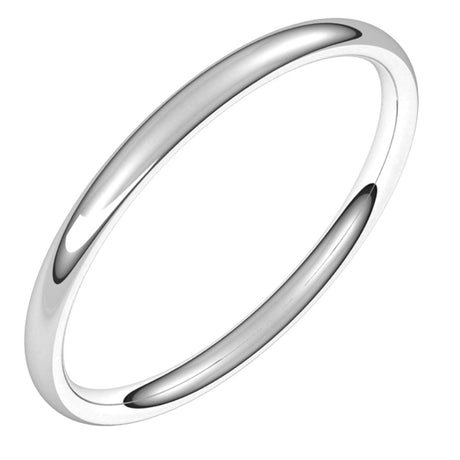 14K White Gold 2 mm Lightweight Comfort-Fit European-Style Band Size 6
