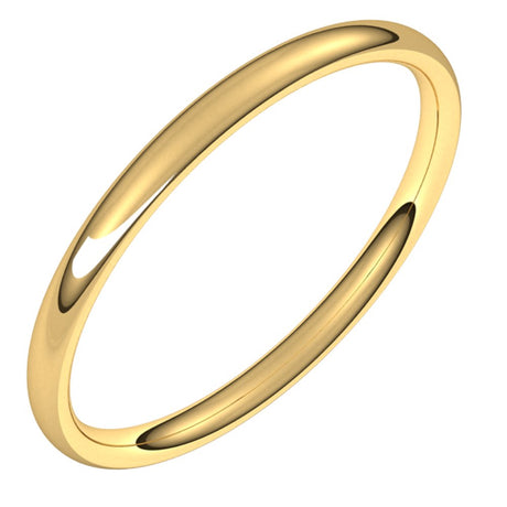 14K Yellow 2 mm Lightweight Comfort-Fit European-Style Band Size 5
