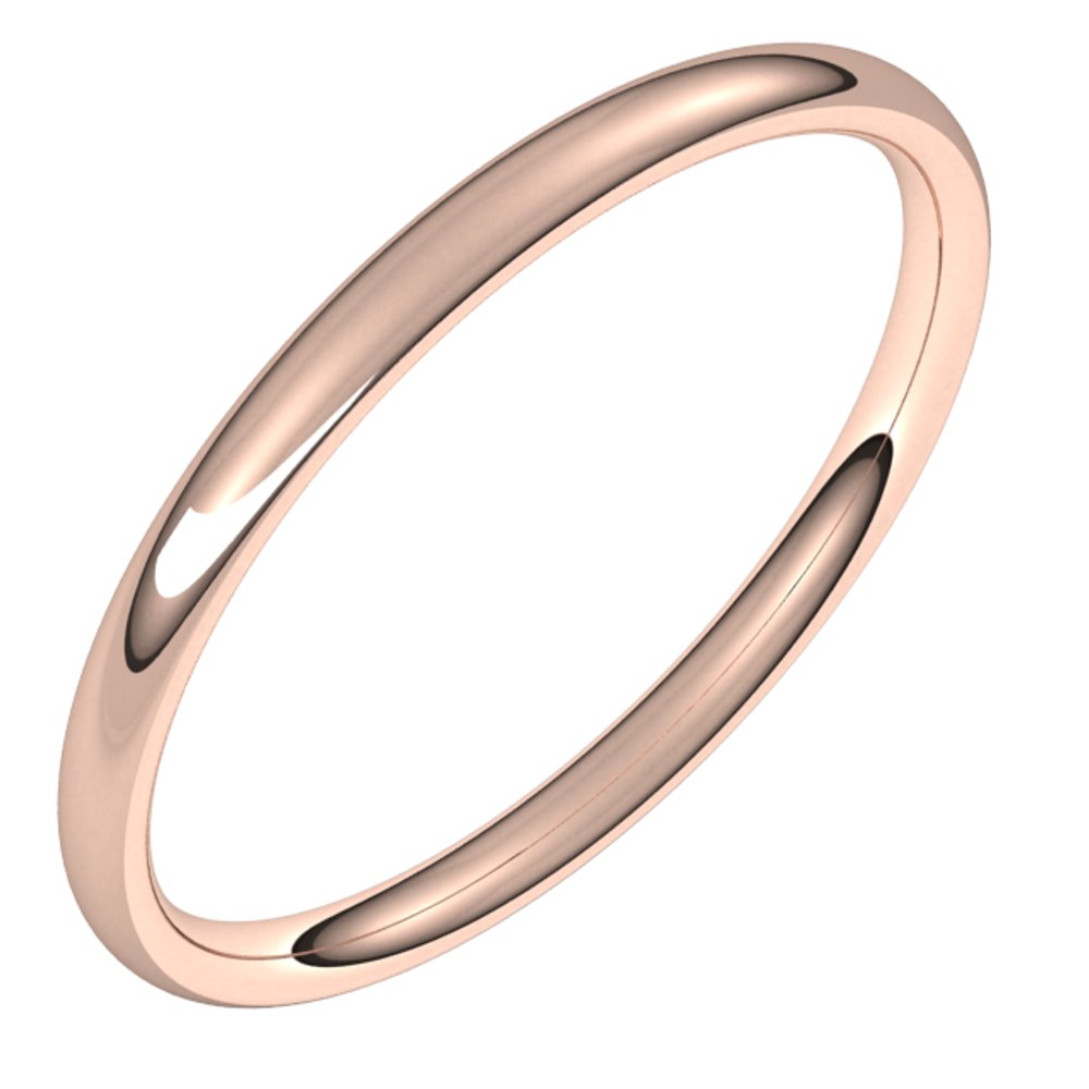 18K Rose 2 mm Comfort-Fit Lightweight European-Style Band Size 5