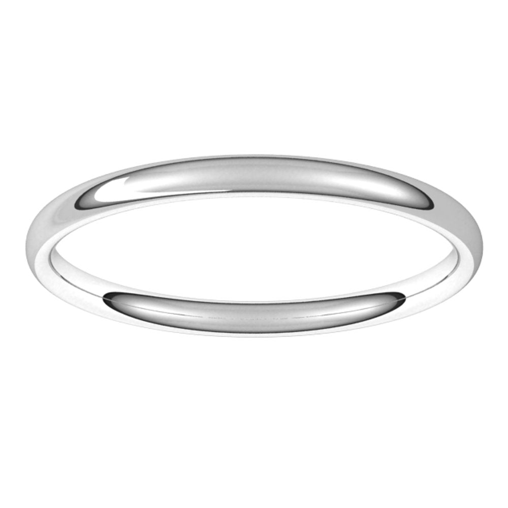 14K White Gold 2 mm Lightweight Comfort-Fit European-Style Band Size 6