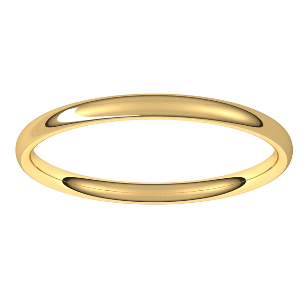 18K Yellow Gold 2 mm Lightweight Comfort-Fit European-Style Band Size 5