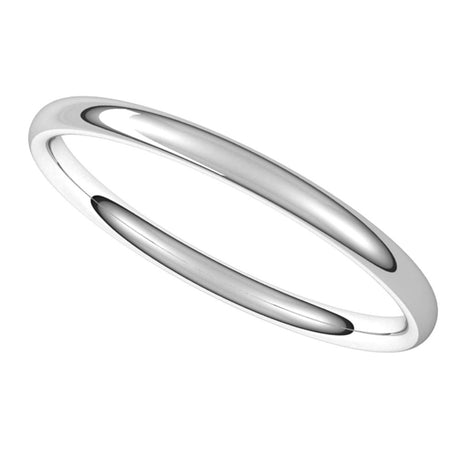 Platinum 2 mm Lightweight Comfort-Fit European-Style Band Size 7