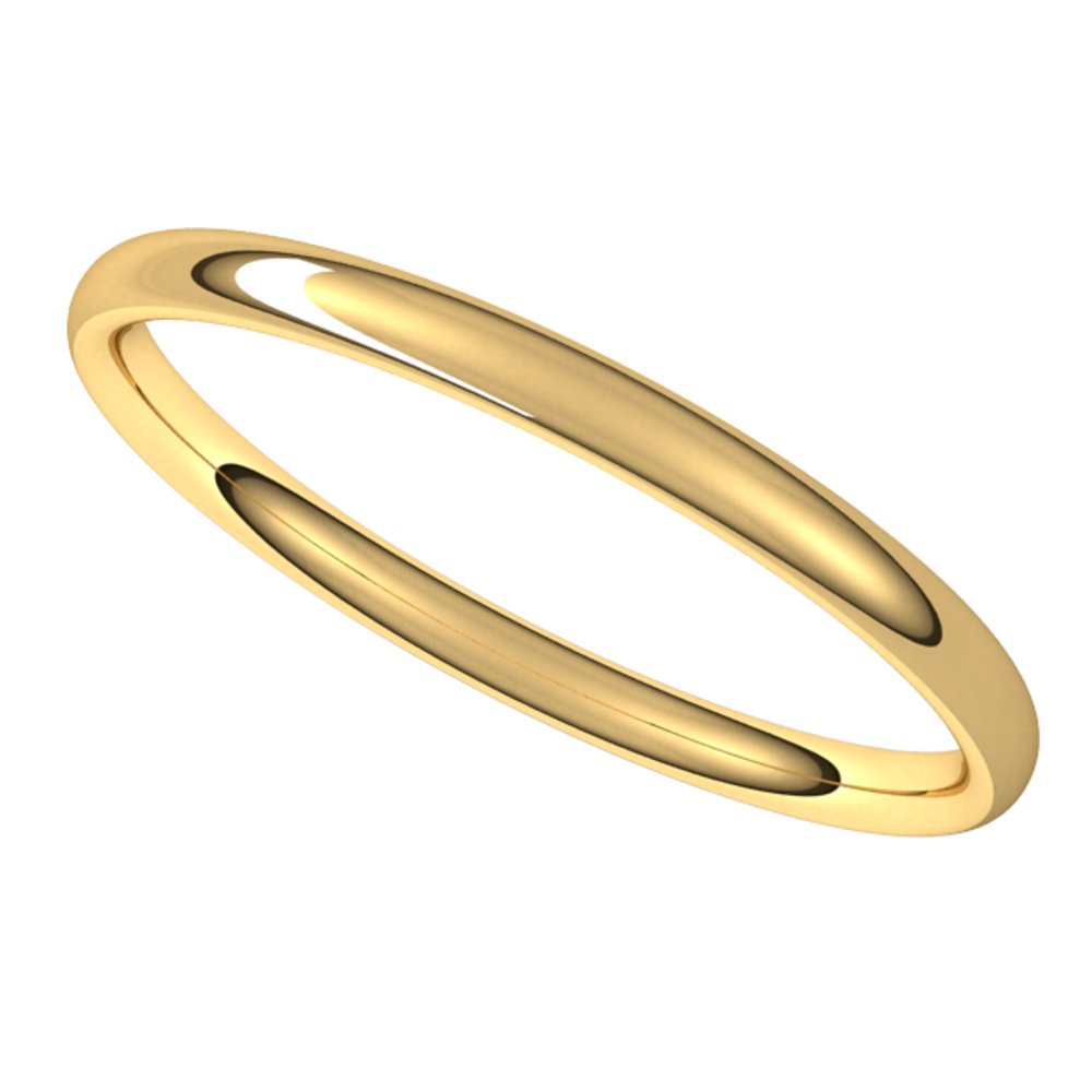 14K Yellow 2 mm Comfort-Fit Lightweight European-Style Band