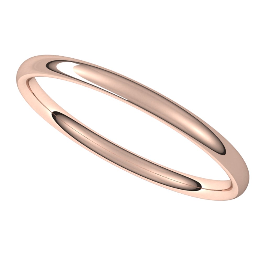 14K Rose Gold 2 mm Lightweight Comfort-Fit European-Style Band Size 7