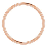 14K Rose Gold 2 mm Lightweight Comfort-Fit European-Style Band Size 7