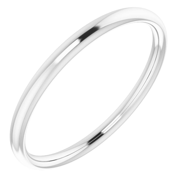 14K White Gold 2 mm Lightweight Comfort-Fit European-Style Band Size 6