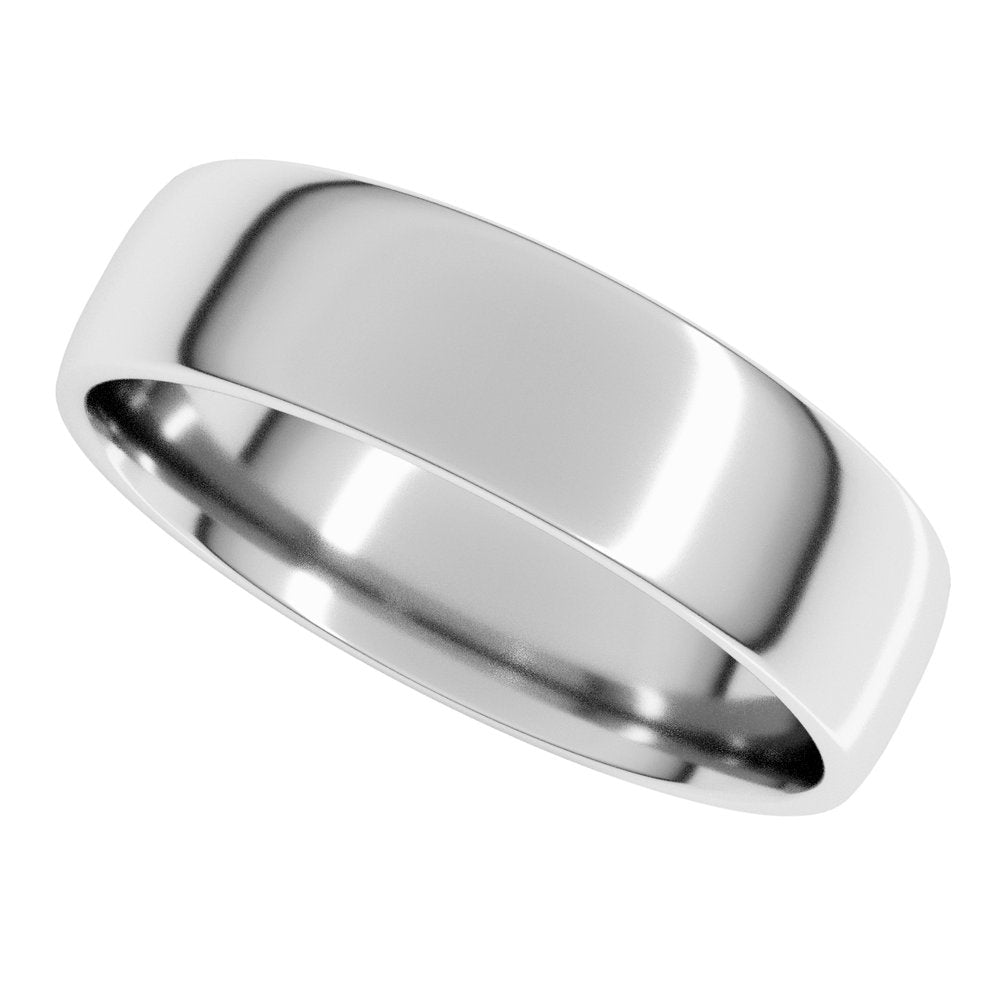 14K White Gold 6 mm Lightweight Comfort-Fit European-Style Band Size 7