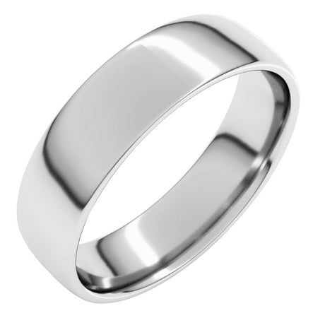 14K X1 White Gold 6 mm Lightweight Comfort-Fit European-Style Band Size 6.5