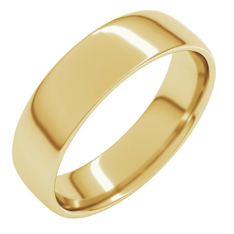 10K Yellow Gold 6 mm Lightweight Comfort-Fit European-Style Band Size 6