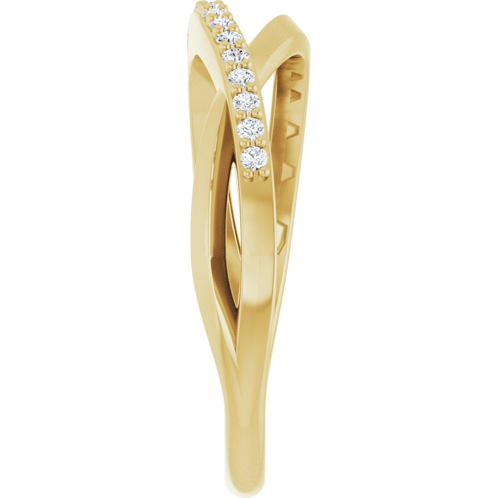 14K Yellow Gold 1/8 CTW Natural Diamond Criss Cross Ring