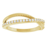 14K Yellow Gold 1/8 CTW Natural Diamond Criss Cross Ring