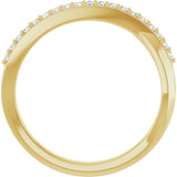 14K Yellow Gold 1/8 CTW Natural Diamond Criss Cross Ring