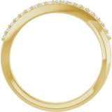 14K Yellow Gold 1/8 CTW Natural Diamond Criss Cross Ring