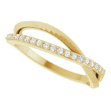 14K Yellow Gold 1/8 CTW Natural Diamond Criss Cross Ring