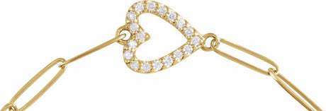 14K Yellow 1/8 CTW Natural Diamond Heart 7" Bracelet