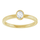 14K Yellow Gold 1/5 CT Natural Diamond Solitaire Bezel-Set Ring