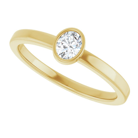 14K Yellow Gold 1/5 CT Natural Diamond Solitaire Bezel-Set Ring