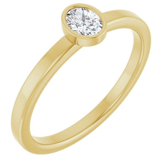 14K Yellow Gold 1/5 CT Natural Diamond Solitaire Bezel-Set Ring