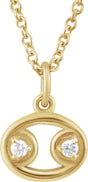 14K Yellow Gold .03 CTW Natural Diamond Cancer Zodiac 16-18" Necklace