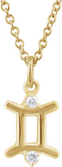 14K Yellow .03 CTW Natural Diamond Gemini Zodiac 16-18" Necklace