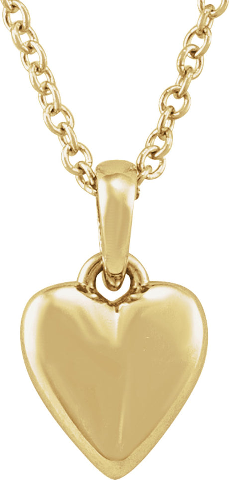 14K Yellow Gold Youth Heart 15" Necklace