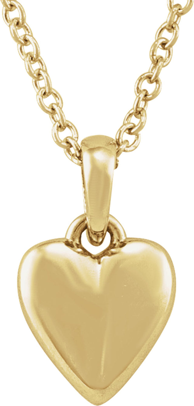 14K Yellow Gold Youth Heart 15" Necklace