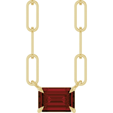 14K Yellow Gold 6x4 mm Natural Mozambique Garnet Solitaire 18" Necklace 