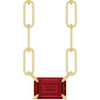 14K Yellow 6x4 mm Lab-Grown Ruby Solitaire 18" Necklace 