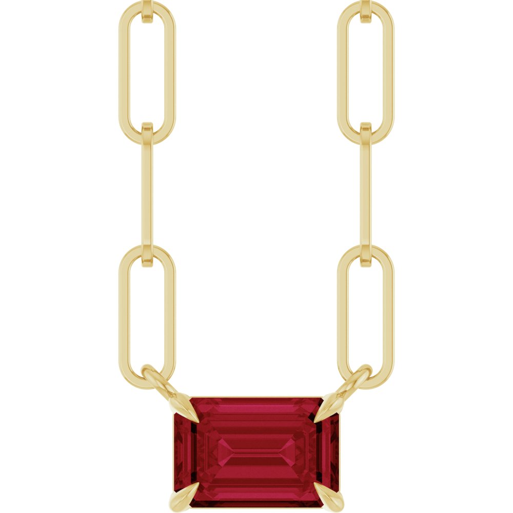 14K Yellow 6x4 mm Lab-Grown Ruby Solitaire 18" Necklace 