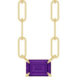 14K Yellow 6x4 mm Natural Amethyst Solitaire 18" Necklace 