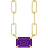 14K Yellow 6x4 mm Natural Amethyst Solitaire 18" Necklace 