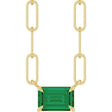 14K Yellow 6x4 mm Lab-Grown Emerald Solitaire 18" Necklace 