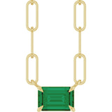 14K Yellow 6x4 mm Lab-Grown Emerald Solitaire 18" Necklace 