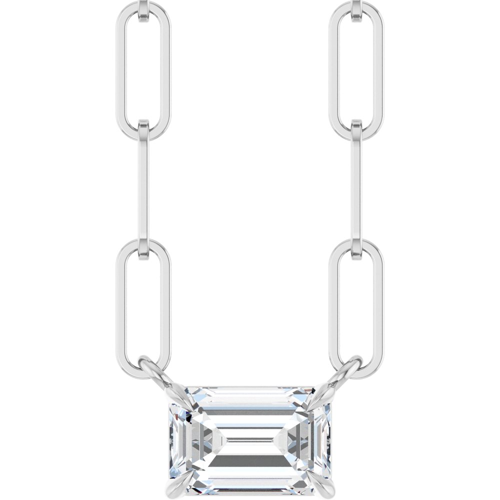 14K White Gold 5/8 CT Lab-Grown Diamond Solitaire 18" Necklace